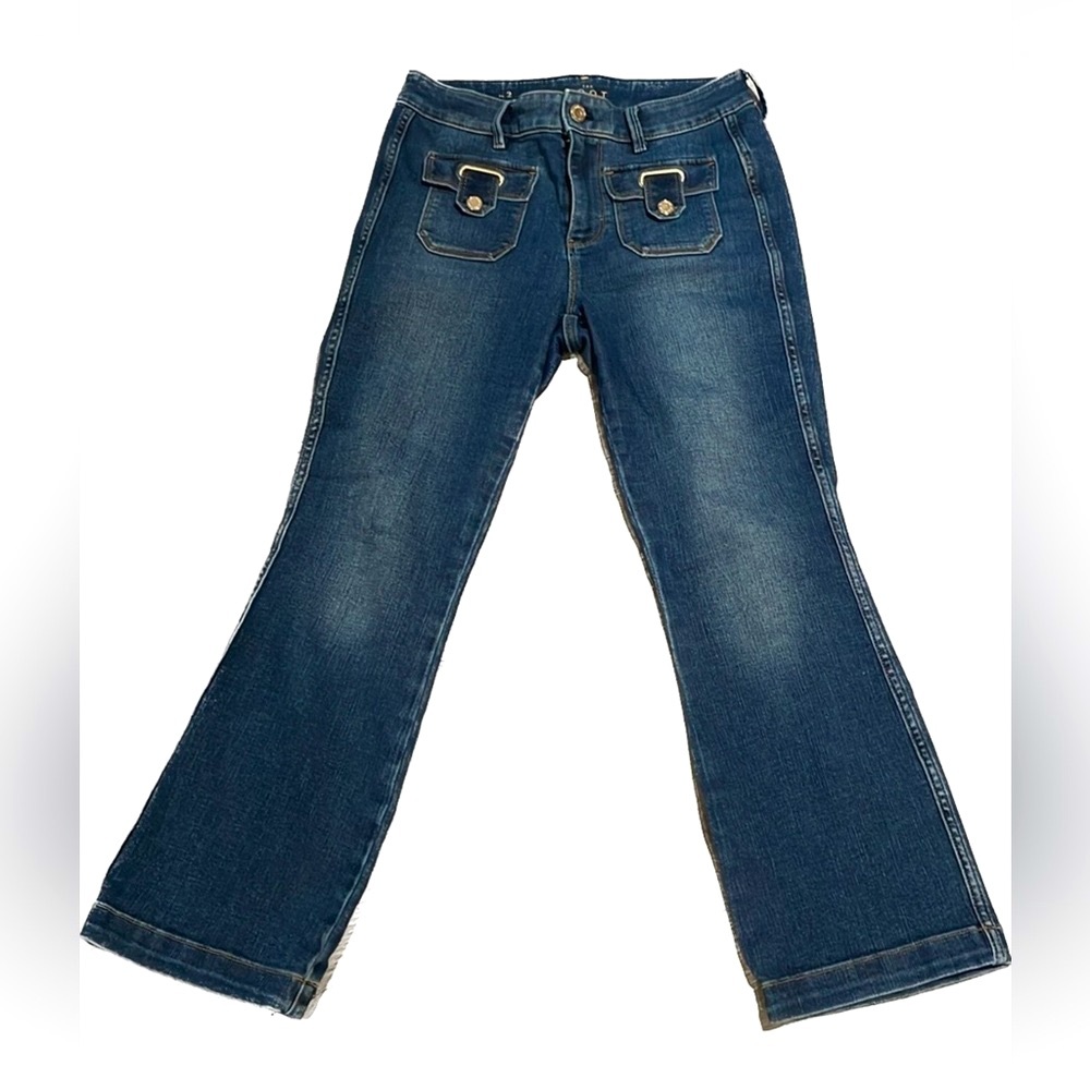WHBM Mid-Wash” The Boot Crop “Jeans .